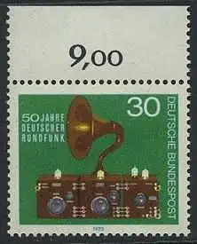 BUND 1973 Michel-Nummer 0786 postfrisch EINZELMARKE RAND oben (b)