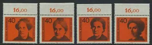 BUND 1974 Michel-Nummer 0791-0794 postfrisch SATZ(4) EINZELMARKEN RÄNDER oben