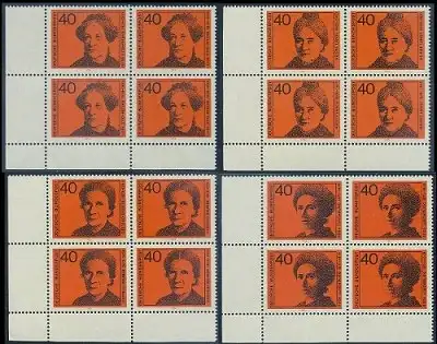 BUND 1974 Michel-Nummer 0791-0794 postfrisch SATZ(4) BLÖCKE ECKRAND unten links
