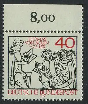 BUND 1974 Michel-Nummer 0795 postfrisch EINZELMARKE RAND oben (a)