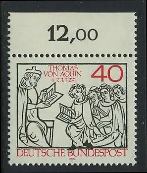 BUND 1974 Michel-Nummer 0795 postfrisch EINZELMARKE RAND oben (b)