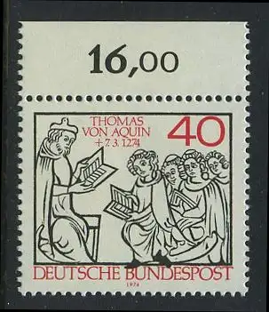 BUND 1974 Michel-Nummer 0795 postfrisch EINZELMARKE RAND oben (c)