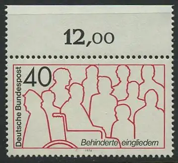 BUND 1974 Michel-Nummer 0796 postfrisch EINZELMARKE RAND oben (b)
