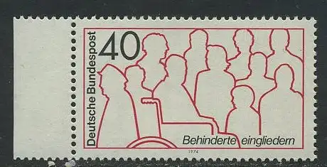 BUND 1974 Michel-Nummer 0796 postfrisch EINZELMARKE RAND links