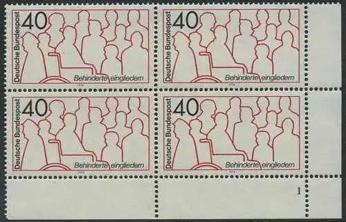 BUND 1974 Michel-Nummer 0796 postfrisch BLOCK ECKRAND unten rechts