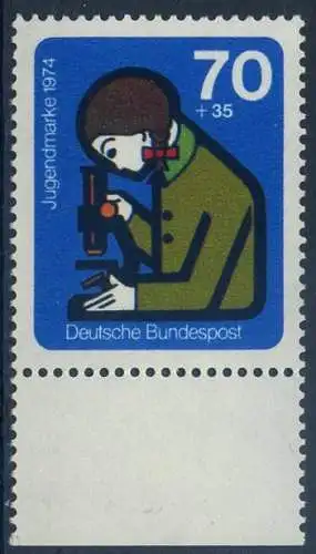BUND 1974 Michel-Nummer 0803 postfrisch EINZELMARKE RAND unten