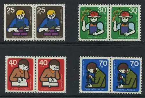 BUND 1974 Michel-Nummer 0800-0803 postfrisch SATZ(4) horiz.PAARE