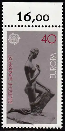 BUND 1974 Michel-Nummer 0805 postfrisch EINZELMARKE RAND oben (b)