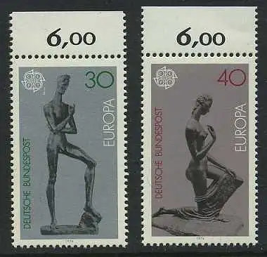 BUND 1974 Michel-Nummer 0804-0805 postfrisch SATZ(2) EINZELMARKEN RÄNDER oben (a)