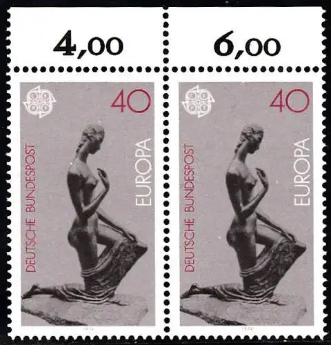 BUND 1974 Michel-Nummer 0805 postfrisch horiz.PAAR RAND oben