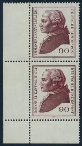 BUND 1974 Michel-Nummer 0806 postfrisch vert.PAAR ECKRAND unten links