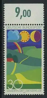 BUND 1974 Michel-Nummer 0808 postfrisch EINZELMARKE RAND oben (b)
