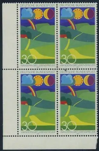 BUND 1974 Michel-Nummer 0808 postfrisch BLOCK ECKRAND unten links