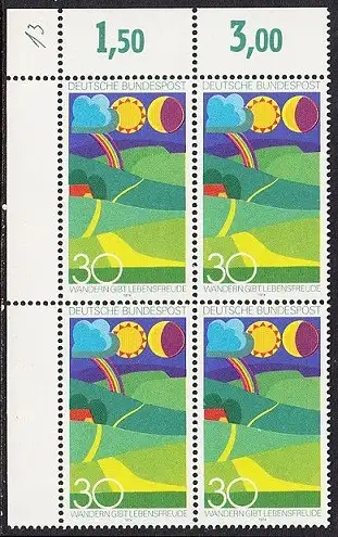 BUND 1974 Michel-Nummer 0808 postfrisch BLOCK ECKRAND oben links
