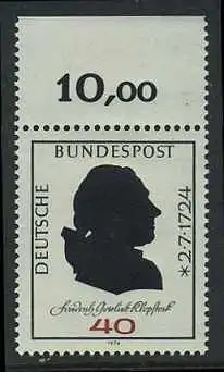 BUND 1974 Michel-Nummer 0809 postfrisch EINZELMARKE RAND oben (a)