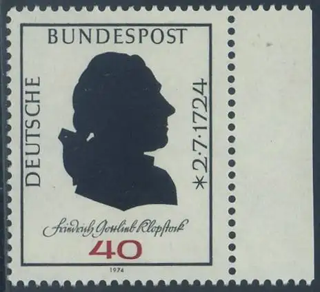 BUND 1974 Michel-Nummer 0809 postfrisch EINZELMARKE RAND rechts