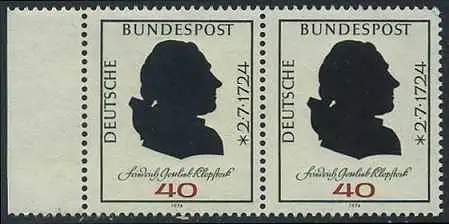 BUND 1974 Michel-Nummer 0809 postfrisch horiz.PAAR RAND links