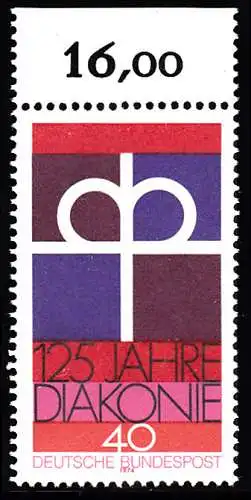 BUND 1974 Michel-Nummer 0810 postfrisch EINZELMARKE RAND oben (c)