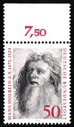 BUND 1974 Michel-Nummer 0813 postfrisch EINZELMARKE RAND oben (a)