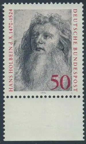 BUND 1974 Michel-Nummer 0813 postfrisch EINZELMARKE RAND unten