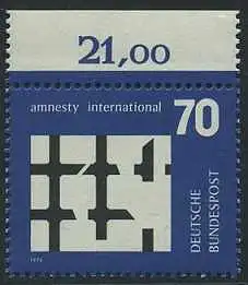 BUND 1974 Michel-Nummer 0814 postfrisch EINZELMARKE RAND oben (b)