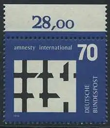 BUND 1974 Michel-Nummer 0814 postfrisch EINZELMARKE RAND oben (c)
