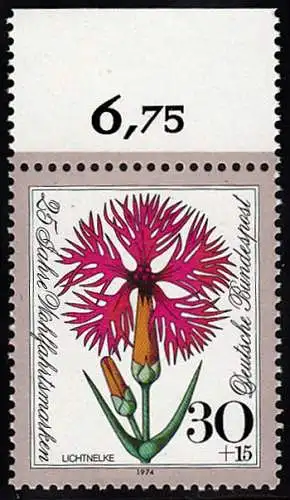 BUND 1974 Michel-Nummer 0818 postfrisch EINZELMARKE RAND oben