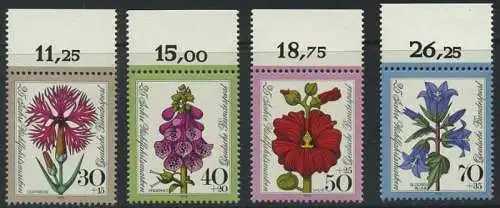 BUND 1974 Michel-Nummer 0818-0821 postfrisch SATZ(4) EINZELMARKEN RÄNDER oben (a)
