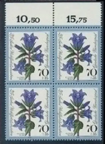 BUND 1974 Michel-Nummer 0821 postfrisch BLOCK RÄNDER oben