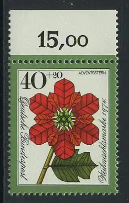 BUND 1974 Michel-Nummer 0824 postfrisch EINZELMARKE RAND oben (a)