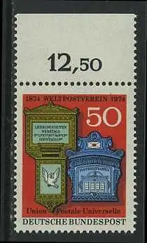 BUND 1974 Michel-Nummer 0825 postfrisch EINZELMARKE RAND oben (c)
