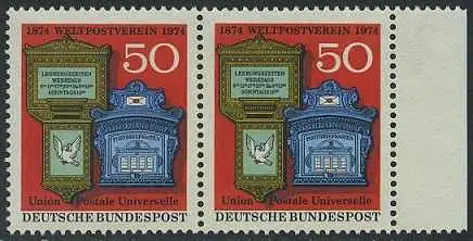 BUND 1974 Michel-Nummer 0825 postfrisch horiz.PAAR RAND rechts