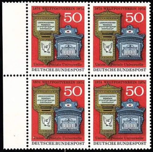 BUND 1974 Michel-Nummer 0825 postfrisch BLOCK RÄNDER links