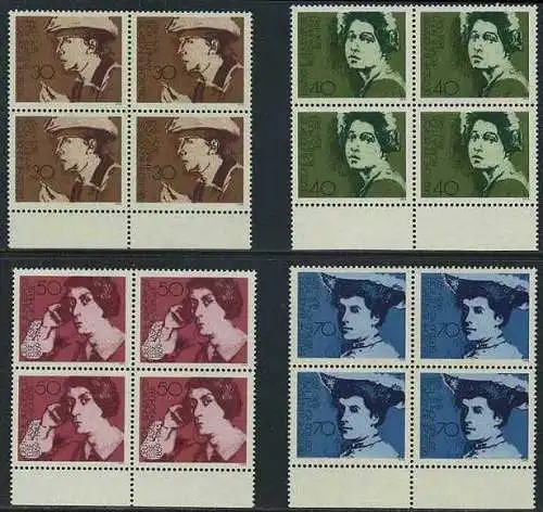 BUND 1975 Michel-Nummer 0826-0829 postfrisch SATZ(4) BLÖCKE RÄNDER unten