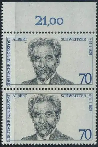 BUND 1975 Michel-Nummer 0830 postfrisch vert.PAAR RAND oben