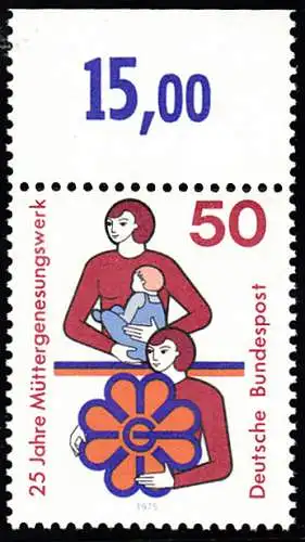 BUND 1975 Michel-Nummer 0831 postfrisch EINZELMARKE RAND oben (b)
