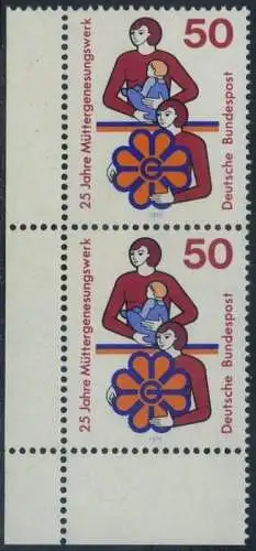 BUND 1975 Michel-Nummer 0831 postfrisch vert.PAAR ECKRAND unten links