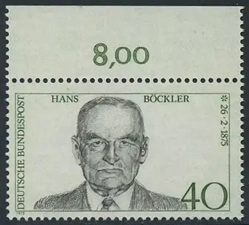 BUND 1975 Michel-Nummer 0832 postfrisch EINZELMARKE RAND oben (a)