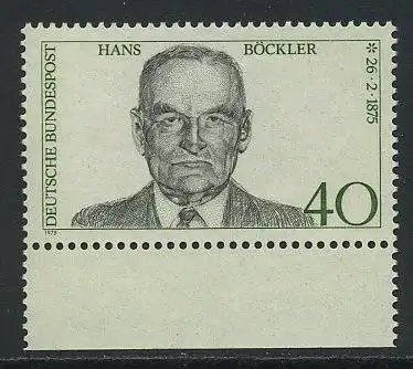 BUND 1975 Michel-Nummer 0832 postfrisch EINZELMARKE RAND unten