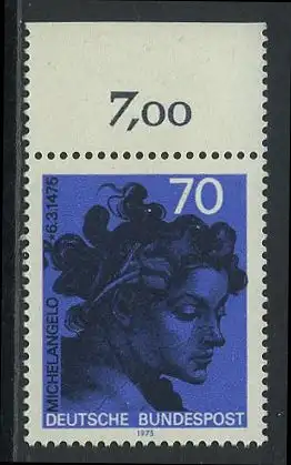 BUND 1975 Michel-Nummer 0833 postfrisch EINZELMARKE RAND oben (a)