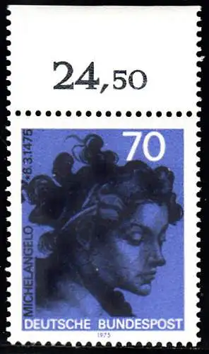 BUND 1975 Michel-Nummer 0833 postfrisch EINZELMARKE RAND oben (c)