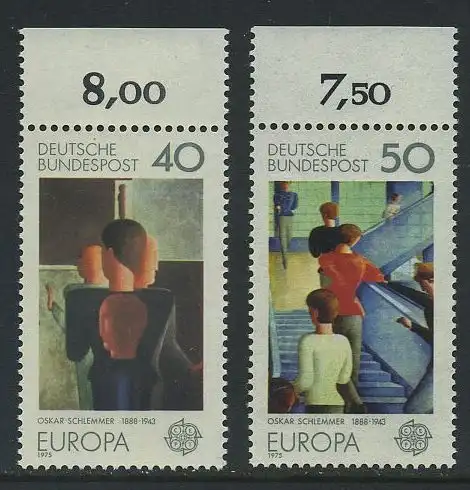 BUND 1975 Michel-Nummer 0840-0841 postfrisch SATZ(2) EINZELMARKEN RÄNDER oben (b)