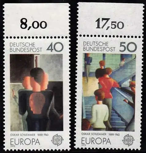 BUND 1975 Michel-Nummer 0840-0841 postfrisch SATZ(2) EINZELMARKEN RÄNDER oben (f)