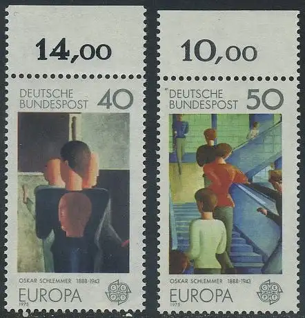 BUND 1975 Michel-Nummer 0840-0841 postfrisch SATZ(2) EINZELMARKEN RÄNDER oben (c)