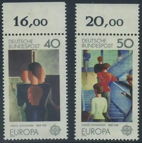 BUND 1975 Michel-Nummer 0840-0841 postfrisch SATZ(2) EINZELMARKEN RÄNDER oben (d)