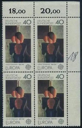 BUND 1975 Michel-Nummer 0840 postfrisch BLOCK oben rechts