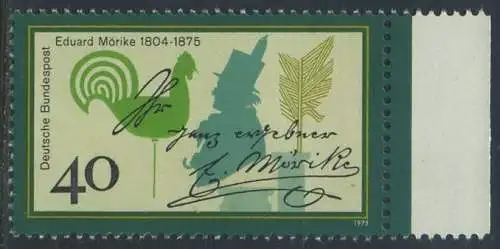 BUND 1975 Michel-Nummer 0842 postfrisch EINZELMARKE RAND rechts