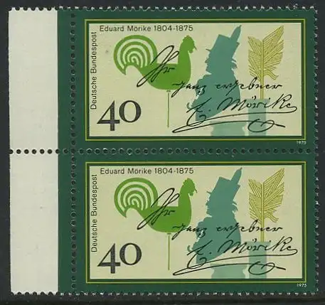 BUND 1975 Michel-Nummer 0842 postfrisch vert.PAAR RAND links