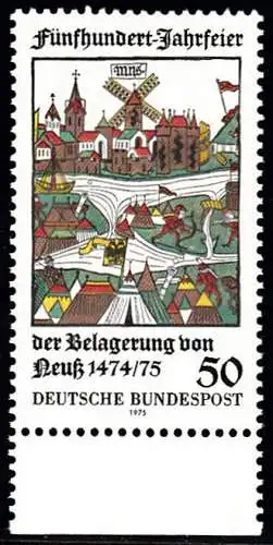 BUND 1975 Michel-Nummer 0843 postfrisch EINZELMARKE RAND unten