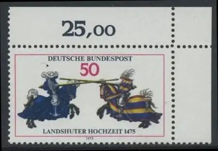 BUND 1975 Michel-Nummer 0844 postfrisch EINZELMARKE ECKRAND oben rechts